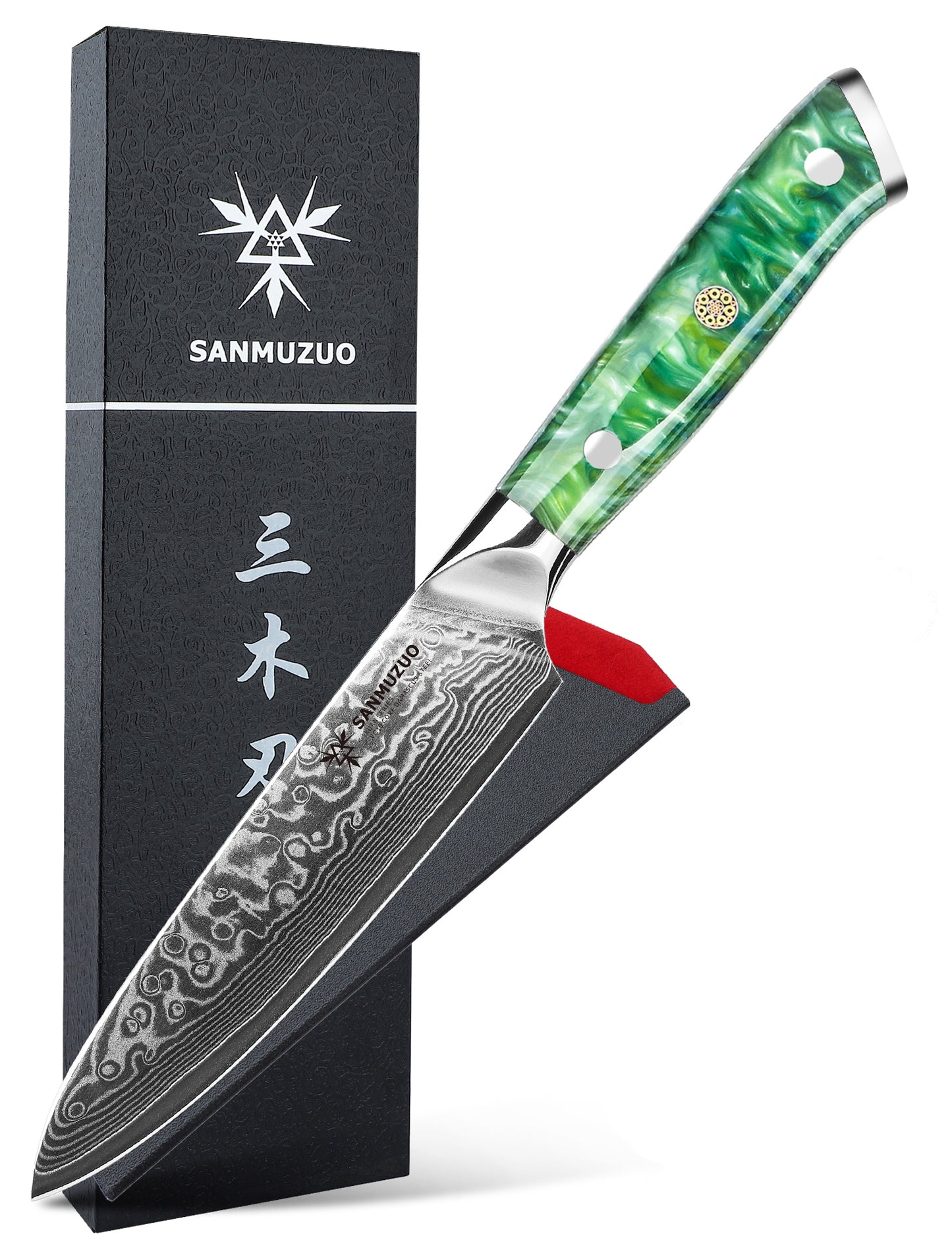 SANMUZUO 5 Inch Kitchen Utility Knife - Xuan Series Kitchen Knives - VG10 Damascus Steel with Resin Handle