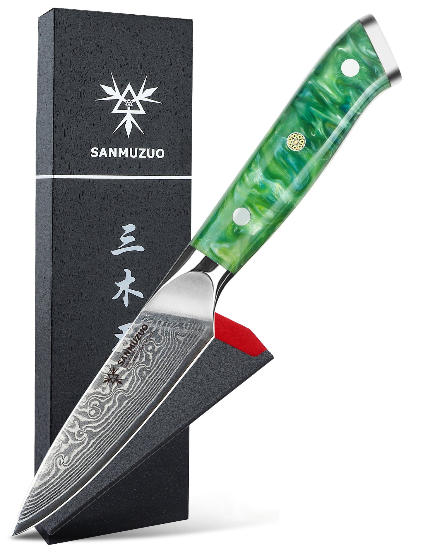SANMUZUO 3.5 Inch Paring Knife - Kitchen Fruit Peeling Knife Damascus Steel & Resin Handle - Xuan Series