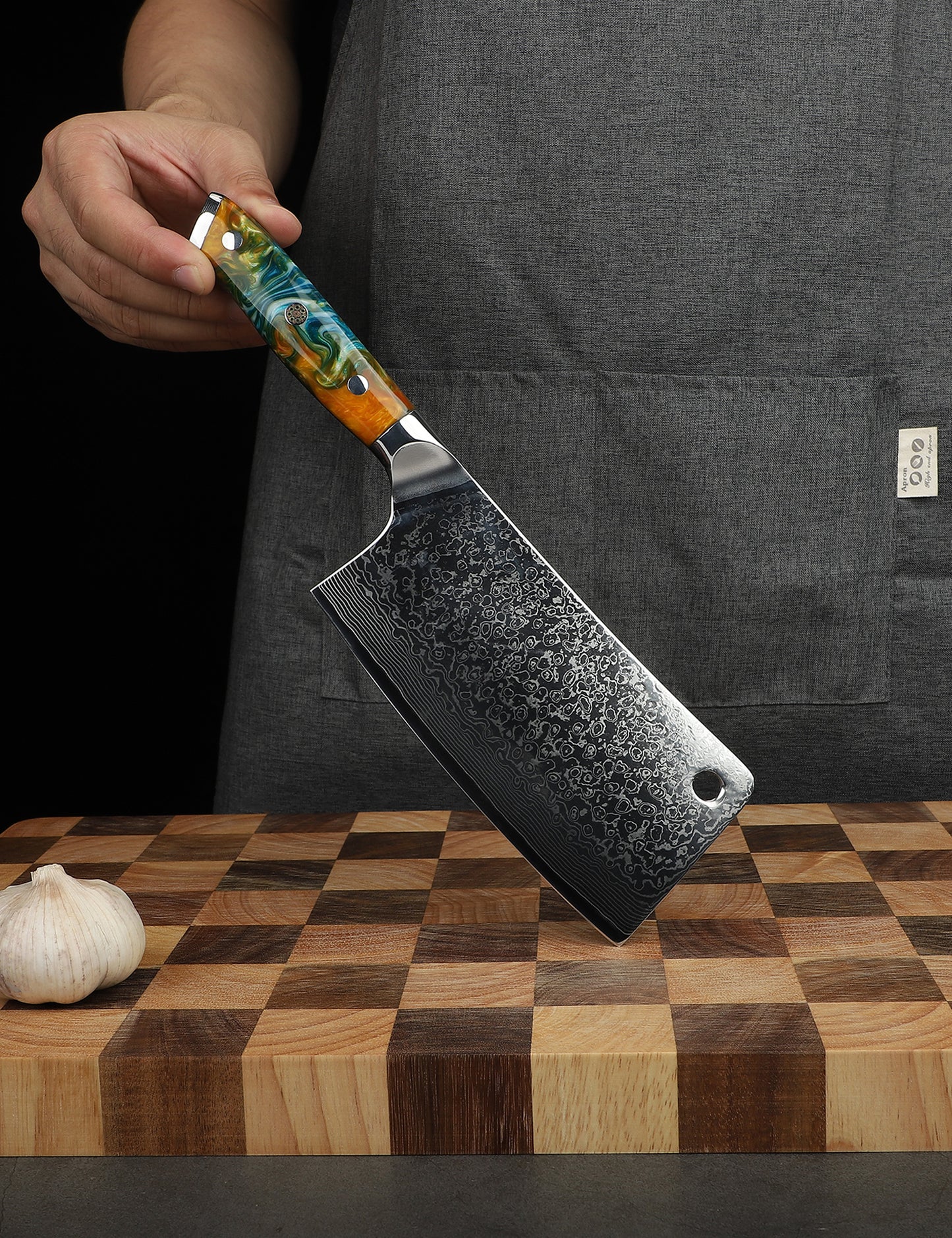 SANMUZUO Chopping Knife - 7 inch Cleaver Knife- Xuan Series - VG10 Damascus Steel Kitchen Knife - Resin Handle