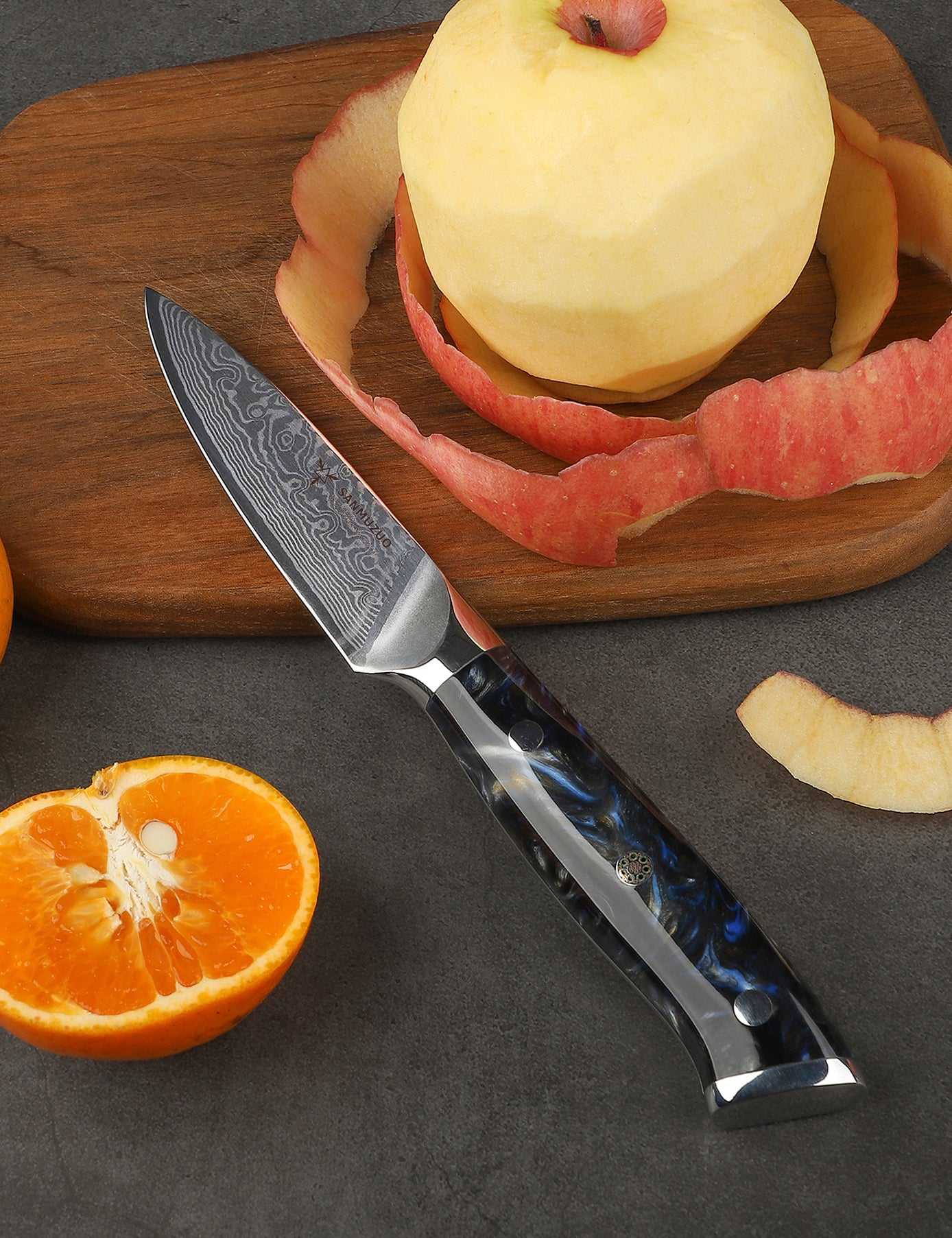 SANMUZUO 3.5 Inch Paring Knife - Kitchen Fruit Peeling Knife Damascus Steel & Resin Handle - Xuan Series