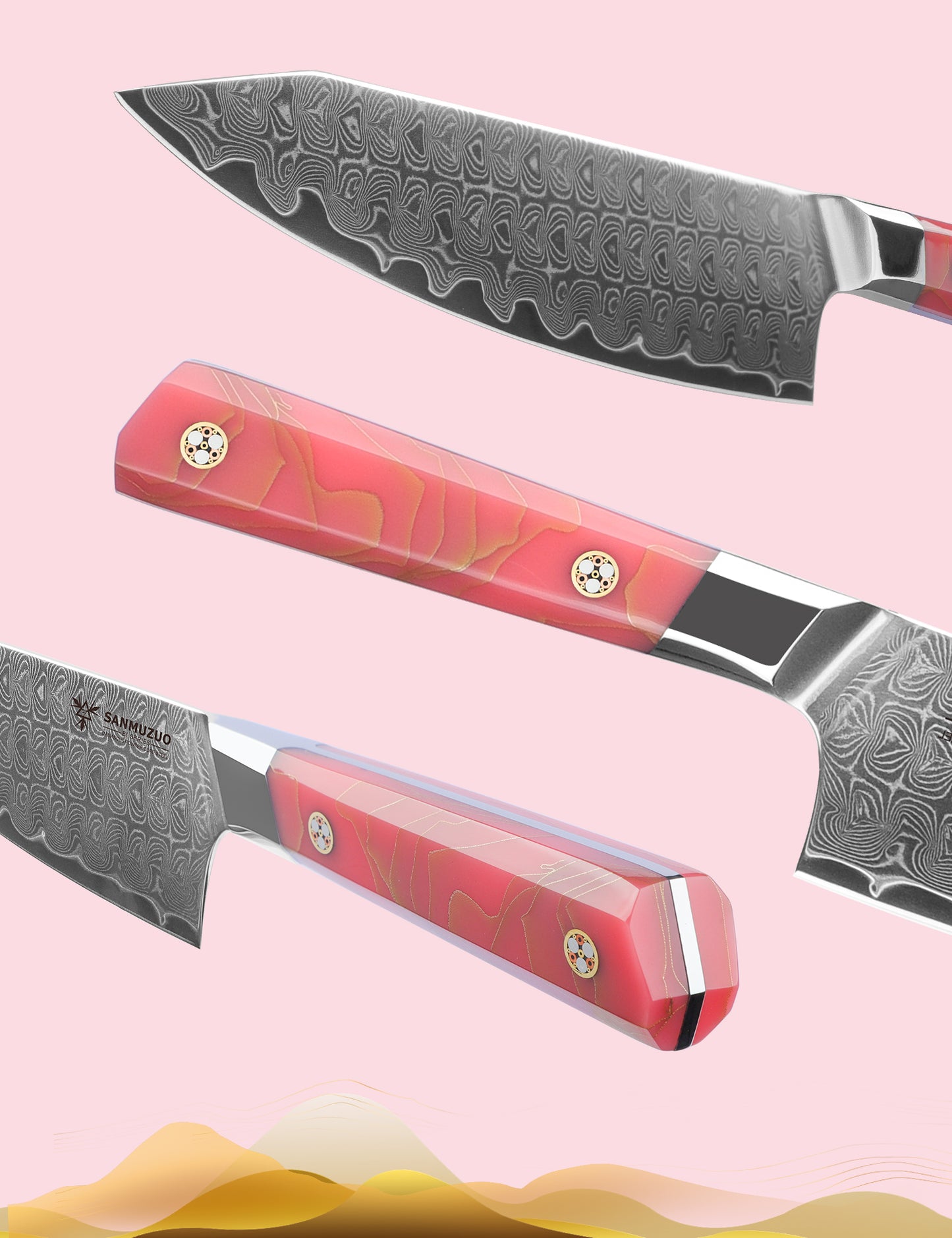SANMUZUO Kitchen Chef Knife 8 Inch, Professional Kitchen Knife, Ultra Sharp Damascus Powder Steel with Full-tang Resin Handle, BiSheng Series