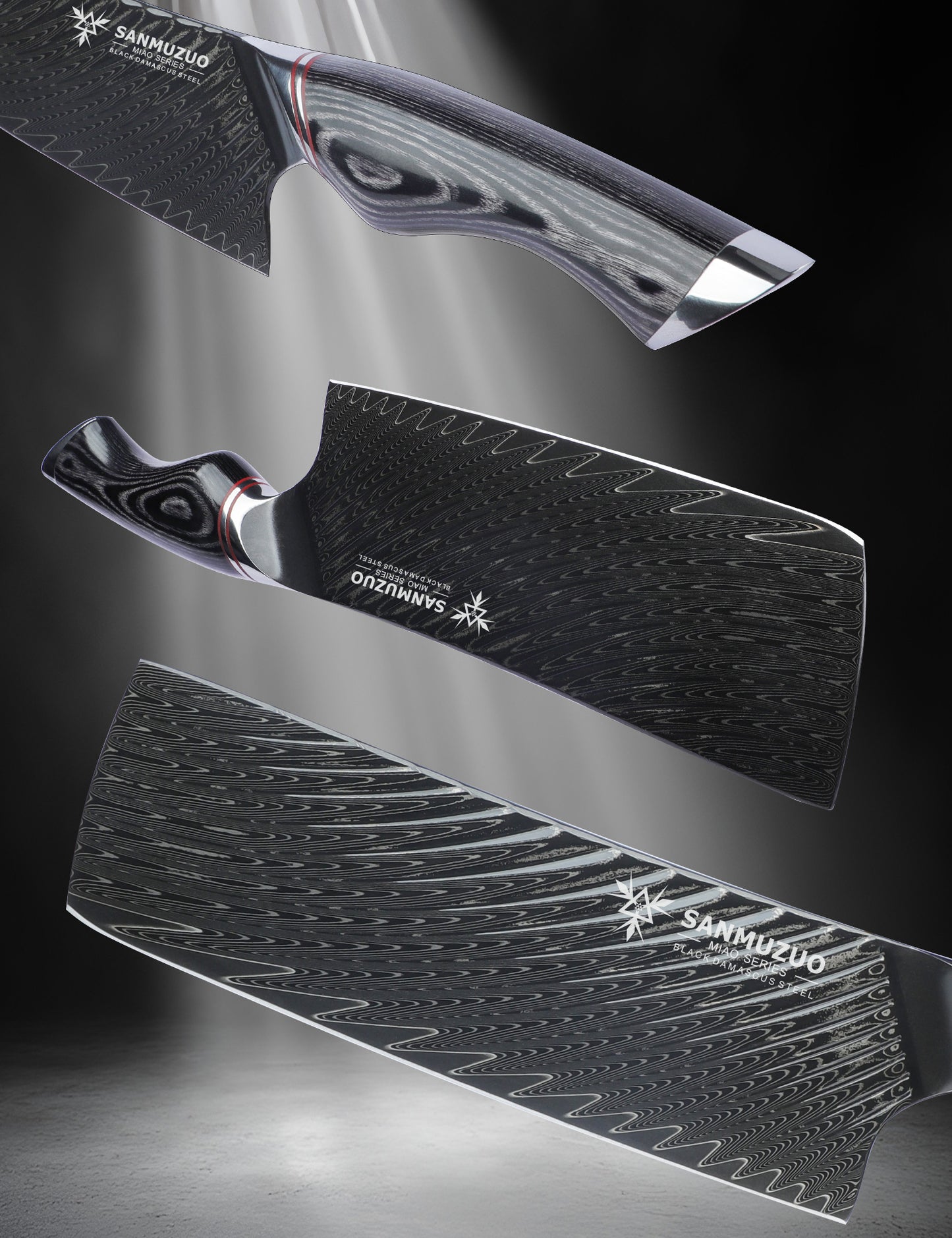 SANMUZUO Japanese 7" Nakiri Knife - Professional Kitchen Knives - Japanese Usuba Knife - Black Damascus Steel with Ergonomic Handle - MIAO Series