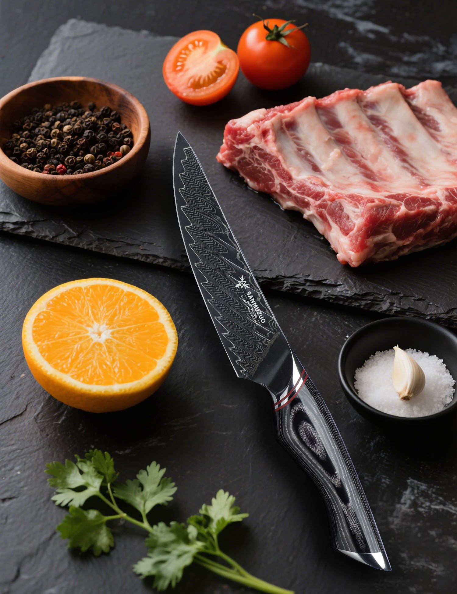 トライアルセット・サンプル maomao.sayumao. SANMUZUO 5 Inch Utility Knife - Fruit and Vegetable Knives, Black