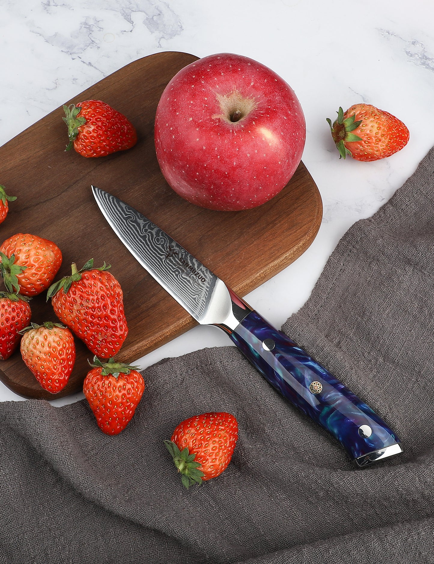 SANMUZUO 3.5 Inch Paring Knife - Kitchen Fruit Peeling Knife Damascus Steel & Resin Handle - Xuan Series