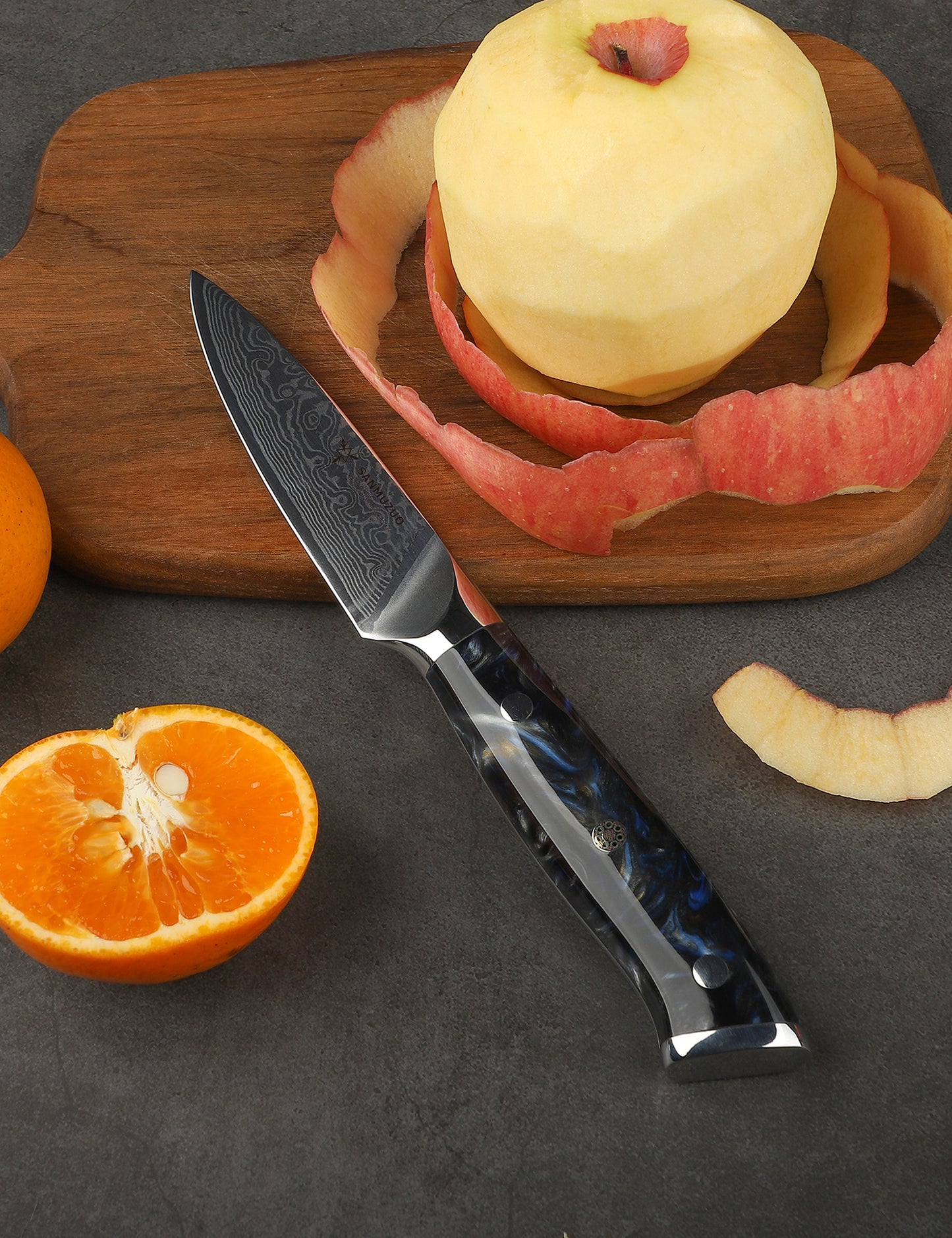 SANMUZUO 3.5 Inch Paring Knife - Kitchen Fruit Peeling Knife Damascus Steel & Resin Handle - Xuan Series